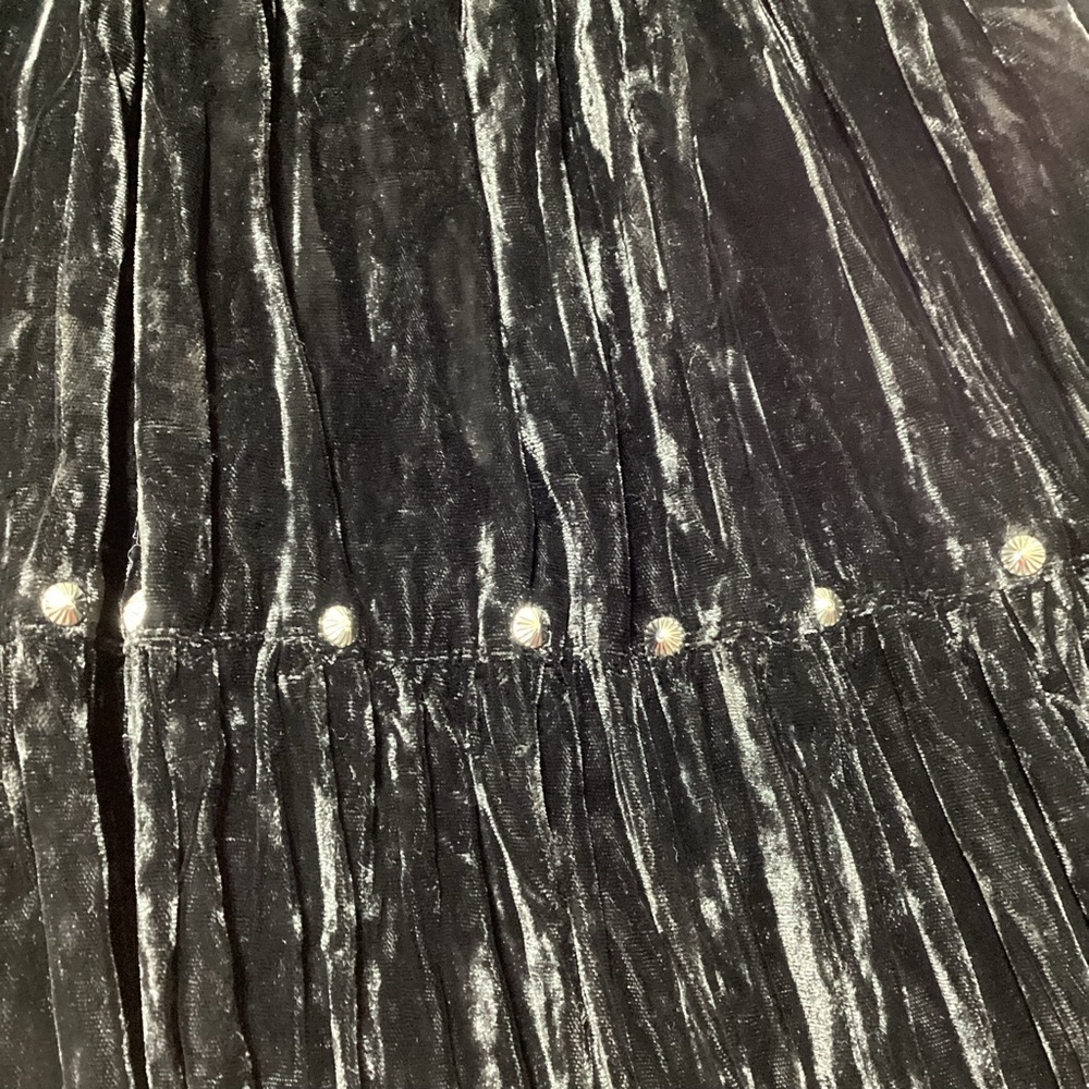 Woman’s Black Velvet Midi Skirt with Stud Details - Picture 5 of 9
